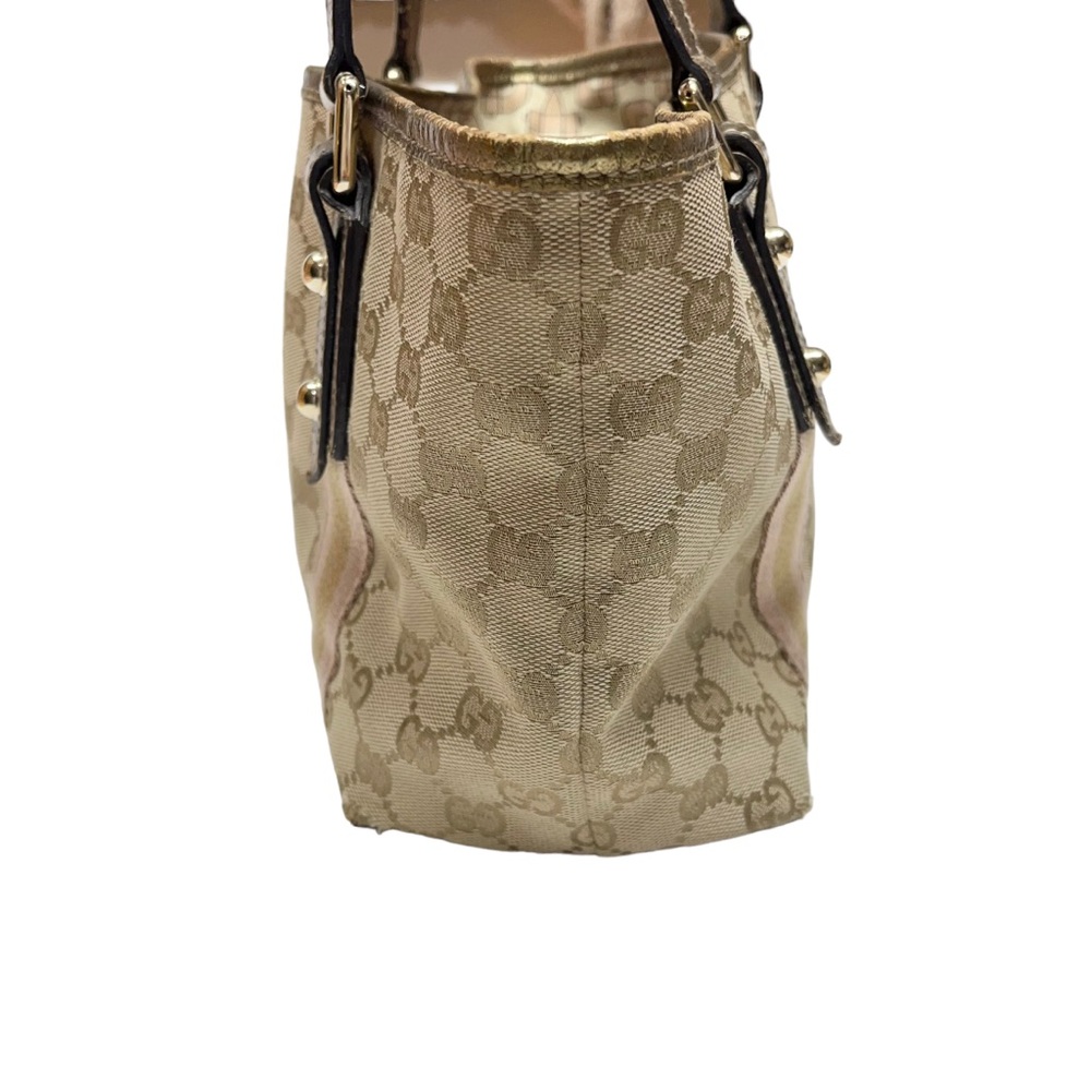 Gucci Handbag Tote Purse Sherry GG Canvas Beige Gold - Picture 6 of 12